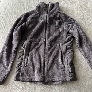 The North Face fuzzy silver purple jacket